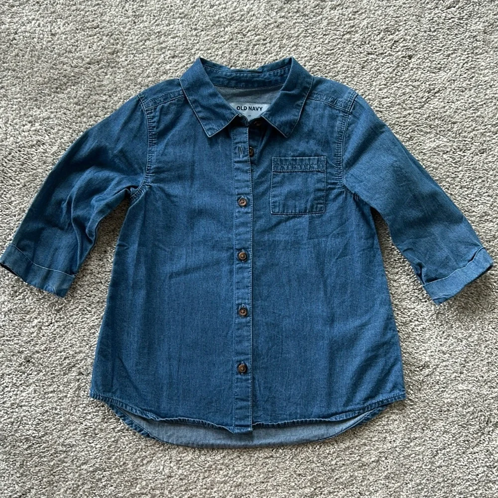 Girls Old Navy Chambray Button Down Shirt - Picture 1 of 5